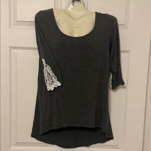 Vanity Women's Gray Top with Lace Detail